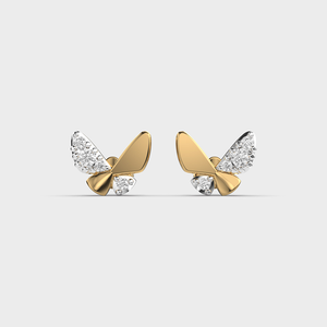 Pendientes de Mariposa en Oro Amarillo con Moissanita, Engaste Pavé, Corte Brillante Redondo, Lujo para Mujer, Uso Diario - Product Image 1