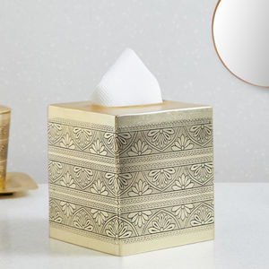 Porte-boîte à mouchoirs en métal massif en laiton boîte à mouchoirs forme carrée porte-serviettes pour comptoir de salle de bain décor de bureau à domicile - Product Image 1