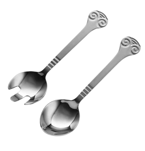 Service de couverts Nouveau design Serveur à salade en acier Qualité supérieure Couverts miroir Poignée décorative d'extrémité du fabricant indien - Product Image 3