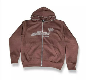 Sudadera con Capucha de Forro Polar Grueso OEM para Hombre, Hombros Caídos, Manga Larga, Estampado Personalizado, Bordado con Pedrería - Product Image 2