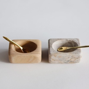 Contenedor de azúcar y sal de mármol sólido hecho a mano con forma personalizada estándar más vendido Juego de 2 azucareros decorativos de cocina a la venta - Product Image 1