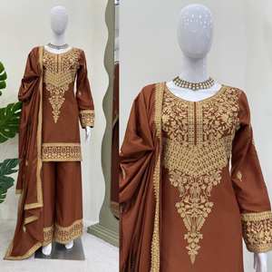 Pure Natural Crep <b>Top</b> & Palazzo With Dupatta set - Product Image 4