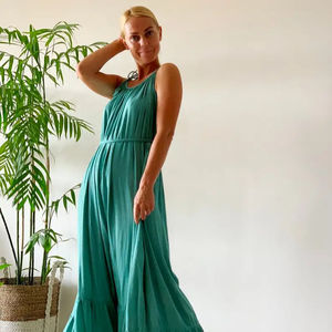 Maxi ผู้หญิงสไตล์ผ้าฝ้ายคอสําหรับผู้หญิงเลดี้อินเดียผ้าฝ้ายที่ทําด้วยมือชุดนอนยาว Maxi ความยาว - Product Image 1