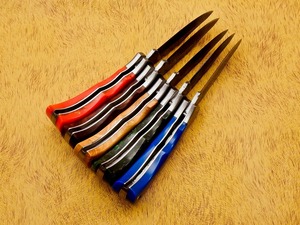 Lote de 5 cuchillos de bolsillo plegables de acero de Damasco hechos a mano con funda personalizable OEM cuchillos de uso industrial - Product Image 3