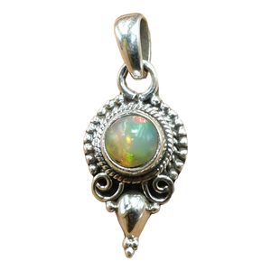 Colgante de Ópalo de Fuego Etíope Natural en Plata de Ley 925, Hecho a Mano, Estilo Boho Vintage, Joyería con Piedras Preciosas para Mujer, Venta al Por Mayor, Unisex - Product Image 1