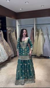 Ensemble Sharara en Georgette Foux très demandé avec Dupatta pour femmes, costume Sharara pakistanais pour l'exportation mondiale - Product Image 3