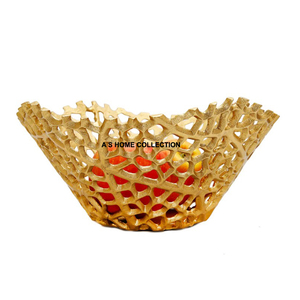 Nouvelle arrivée de bols à fruits de service en métal doré dernier design de nid de miel bols en aluminium pour la maison et la cuisine article cadeau - Product Image 1