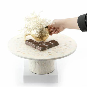 Handmade Indian Floral Wood Bone Cake Stand with Elegant Mother Pearl Inlay Serving <b>Tools</b> for Cake & Dessert - Product Image 2