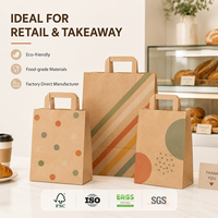 Bolsa de Papel Premium con Asa Plana, Logotipo Personalizado, Bolsa de Compras Blanca de Kraft para Boutique, Panadería, Regalos, Empaque de Alimentos, Venta al Por Mayor, OEM