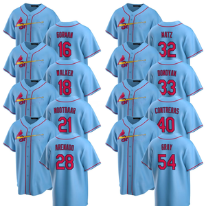 Camisetas de Béisbol Personalizadas para Hombre, Modelo Alternativo de St. Louis 2025, Tallas Grandes, con Logos Bordados en Azul Claro - Product Image 1