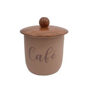 Wooden Round <b>Box</b> With Lid <b>Metal</b> Gold Color American Design Sugar <b>Box</b> for Kitchen & Table Top Decoration Customized in Bulk - Product Image 2