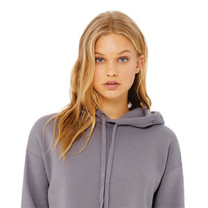 Sweat-shirt à capuche en coton peigné 52% Airlume pour femme, ourlet brut, épaules tombantes, 48% - Product Image 4