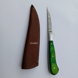 Couteau de chef en acier Damas de 9 pouces fait à la main sur mesure avec manche en bois Pakka couteau de cuisine tranchant avec étui en cuir - Product Image 4