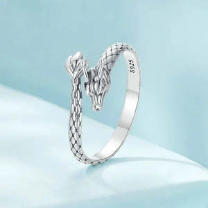 <b>Adjustable</b> Dragon <b>Ring</b> in <b>Silver</b> for Gift Giving - Product Image 3