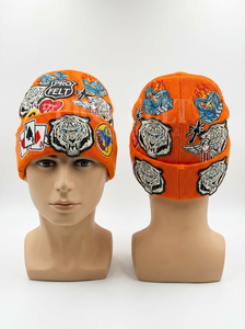 Vente en gros de bonnets en tricot jacquard chauds d'hiver avec broderie intégrale pour un style streetwear unisexe, bonnets personnalisés - Product Image 5