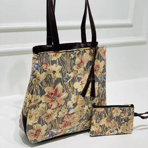 กระเป๋าโท้ทผู้หญิงอย่างเป็นทางการขนาดใหญ่พร้อมกระเป๋าหลัง3ช่องทำจากผ้าแฮนด์บล็อคที่ทนทานใช้ - Product Image 1