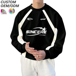 เสื้อสเวตเชิ้ตผู้ชายผ้าคอตตอนผสม สีพื้น ลุคซักฟอก ปักโลโก้ตามสั่ง รับผลิตแบบ OEM/ODM สำหรับขายส่ง - Product Image 1