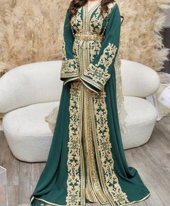 2024 New Year Wedding Party Wear Dazzling Design Zari Embroidery and Dabka Work on Bottle-<b>Green</b> <b>Silk</b> Caftan Dress - Product Image 1