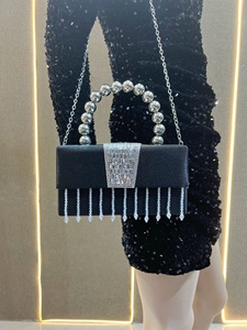 กระเป๋าอะคริลิคขนาดเล็กสุดหรูสำหรับผู้หญิง กระเป๋าสะพายไหล่แบบครอสบอดี้ ดีไซน์เนอร์ กระเป๋าโท้ท กลิตเตอร์ กระเป๋าออกงานทรงกล่อง ประดับพู่ กระเป๋าถือทรงสี่เหลี่ยม ประดับคริสตัล - Product Image 4