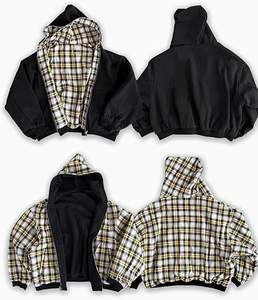 Plaid Zip Up <b>Hoodie</b> Men Women Reversible Oversized Graphic <b>Hoodie</b> Fall Baggy Sweatshirts <b>Grunge</b> Alt Aesthetic Full Zip <b>Hoodie</b> - Product Image 4