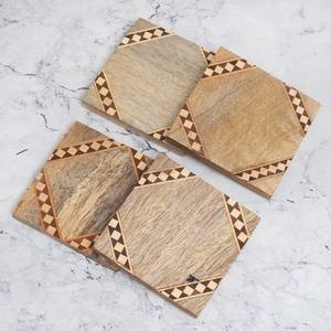 Sous-verres en bois au design moderne Ensemble de sous-verres de table de haute qualité pour la maison, la cuisine, le bureau et la protection des boissons - Product Image 5