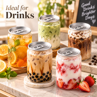 Boîtes en plastique PET transparentes de 250 ml, 330 ml, 350 ml, 400 ml, 650 ml avec couvercles faciles à ouvrir pour boissons énergisantes, jus, thé et café