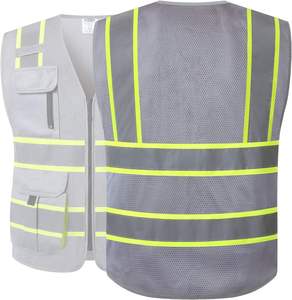 Gilet de sécurité en maille haute visibilité pour hommes et femmes, fermeture éclair sur le devant avec plusieurs poches - Product Image 6
