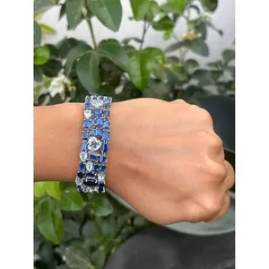14K Gold Tennis <b>Bracelet</b> 925 Silver Kyanite Blue Topaz Rhodium White Gold Rose Gold Available Diamond Onyx Pearl Religious - Product Image 2
