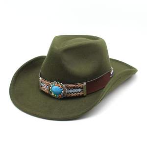Chapeau de cowboy occidental décontracté de style ethnique vintage pour l'automne et l'hiver, pour hommes et femmes - Product Image 4