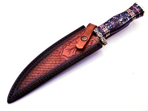 Cuchillo de Caza y Camping Personalizable OEM, Hoja de Acero de Damasco, Mango de Resina con Punta de Gota, Garantía de 3 Años, Cuchillos Hechos a Mano - Product Image 6