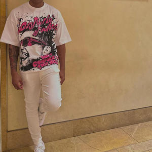 High-Quality Custom Heavyweight 100% Cotton Streetwear Casual Short Sleeve <b>Men</b> O-Neck Collar 300Gsm Eco-Friendly T-Shirt - Product Image 2