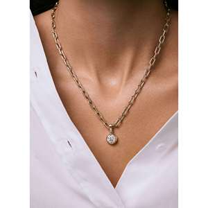 จี้เพชรเมดาลีนทรงกลม 2.5 กะรัต ทองคำแท้ 14k สำหรับผู้หญิง คอลเลคชั่นจี้เพชรหรูหราสำหรับงานหมั้น - Product Image 2