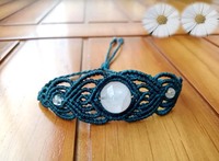 Nouvelle bague en macramé argentée avec lapis-lazuli, forme goutte d'eau 20x25mm, sertie clos, certifiée IGI, style vintage, faite à la main, plaquée platine