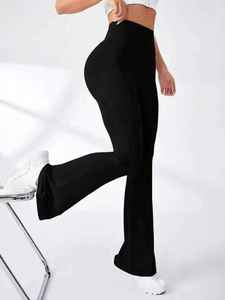 Custom <b>Women's</b> Wide-Leg Yoga Pants <b>Stretch</b> Workout <b>Trousers</b> with Pockets & Personalized Logo - Product Image 5
