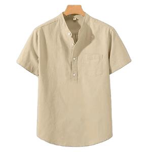Summer Men's Cotton Short Sleeve <b>Shirt</b> Vintage Casual Beach <b>T</b>-<b>shirt</b> Breathable Streetwear Collar <b>Shirt</b> Tshirts <b>With</b> <b>Pocket</b> - Product Image 5