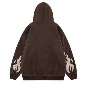 เสื้อสเวตเตอร์สวมหัวโอเวอร์ไซส์ของผู้ชายเสื้อมีฮู้ดปักลายในเมืองสไตล์ฮิปฮอปลายสีทึบสำหรับฤดูหนาวสวมใส่ทุกวัน - Product Image 2