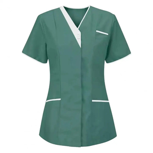 2025 Unisex con cuello en V Doctor Enfermería Uniforme Verano Blusa de manga corta con bolsillo Uso hospitalario - Product Image 2