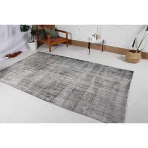 Grand tapis vintage, tapis turc 5x8,8 pieds, tapis en laine grise - Product Image 2