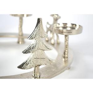 Portavelas de aluminio de forma redonda con cuatro luces de té en plateado para sala de estar, decoración navideña, soporte de Adviento - Product Image 4