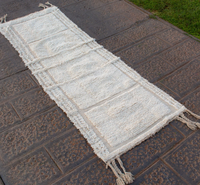 Tapis de couloir en laine gravée blanche Beni Ourain, grande course en laine véritable marocaine, tapis berbère authentique personnalisé