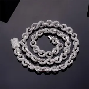 Chaîne à maillons infinis de qualité supérieure de 12 mm, plaquée or rhodié 14 carats 18 carats, avec CZ moissanite, collier hip hop en gros - Product Image 2