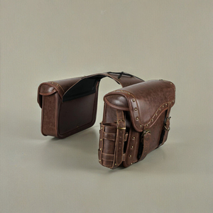 Bolsa de sillín de motocicleta de cuero puro Vintage hecha a mano Classic Brown Cruiser Touring Bikes bolsa lateral con cierre de hebilla - Product Image 4