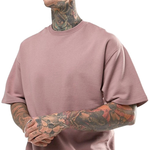 Camiseta de algodón peinado de 220Gsm para hombre, camiseta lavada de gran tamaño de manga corta de peso pesado, Material de lona 100%, suministro ODM - Product Image 5