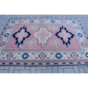 Tapis turc vintage grand 5.6x7.8 pieds Patchwork Design laine matériel Latex pour adolescents forme rectangulaire Tabriz tapis de chambre couloir - Product Image 3