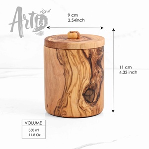 Handmade olive wood Spice <b>Box</b> with Spoon for Food Storage <b>Container</b> - Product Image 4