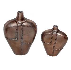 Top Selling Rough <b>Copper</b> Plated Flower <b>Vase</b> Set of 2 Aluminum Antique Flower Pots Indoor Planters Customized Metal <b>Vases</b> - Product Image 5
