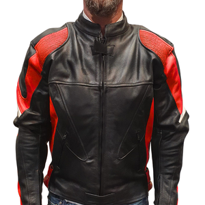 Men's Winter Custom Black/Grey Cowhide Leather Racing Motorbike Jacket with Windproof Breathable Full Sleeve Design - Product Image 6