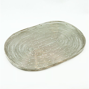 ถาดเสิร์ฟอาหารขนมถาดสีเงินเงาวาวดีไซน์ทันสมัยทรงรี - Product Image 6