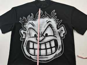 T-shirt personnalisé en coton biologique gaufré de luxe 100 % coton blanc sans couture, coupe ample et courte, style anime, grammage lourd - Product Image 3