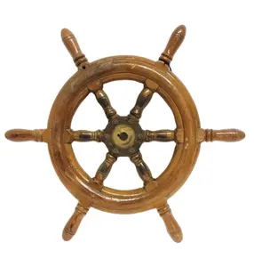 Ocean Boat Models Wooden Ship brass Rudder Wall Art Decorations Home Handcraft Decor Wall mounted brass antique ship wheel